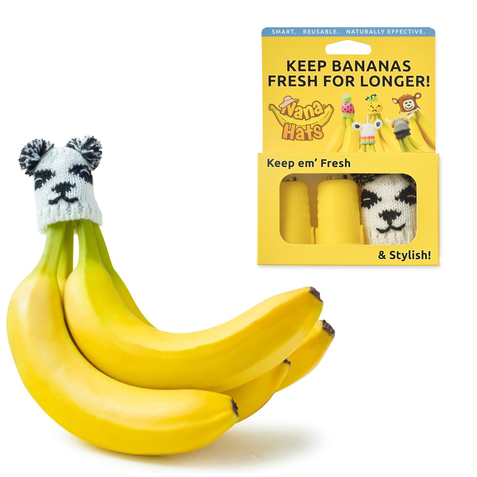 Panda Nana Hat | Includes 2 Stretchy Silicone Caps with Magnets